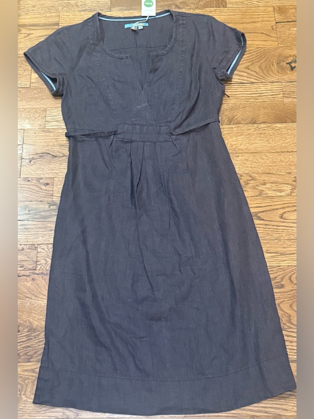 NWT. Boden. Linen Tie Back Short Sleeve Shift. Washed gray. Size 2.